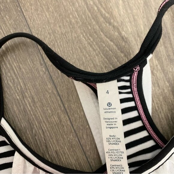 Lululemon No Limits Tank Top White Classic Stripe Black White Black Size 4 - Picture 14 of 16